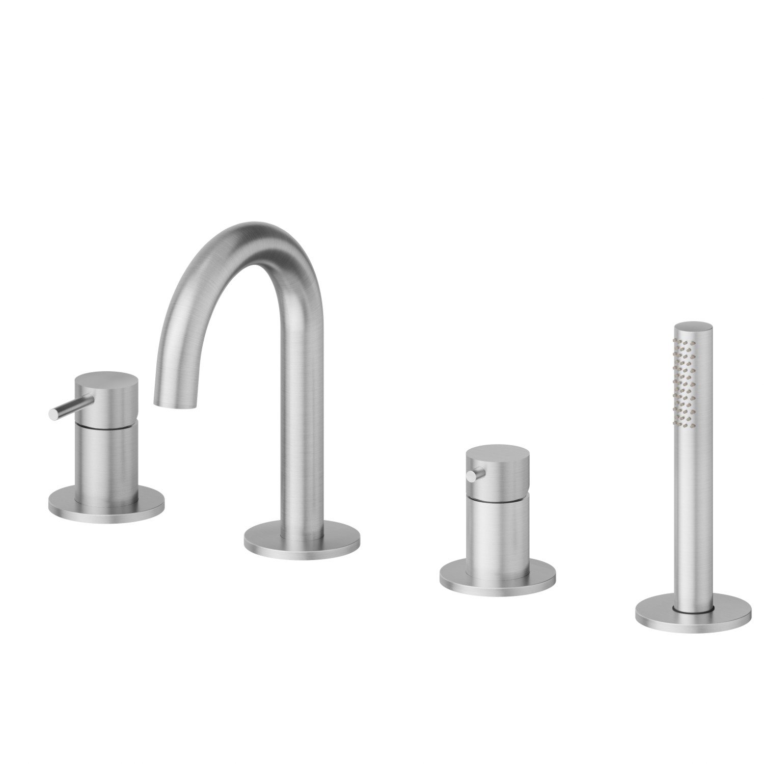4-hole complete set of deck-mounted mixer - finish Stainless Steel