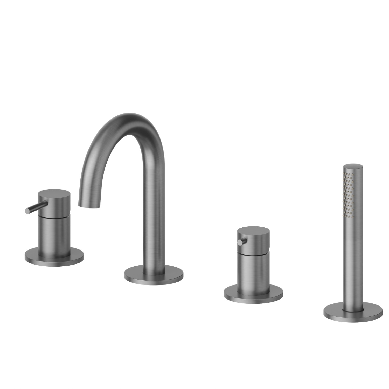 4-hole complete set of deck-mounted mixer - finish PVD Brushed Gun Metal