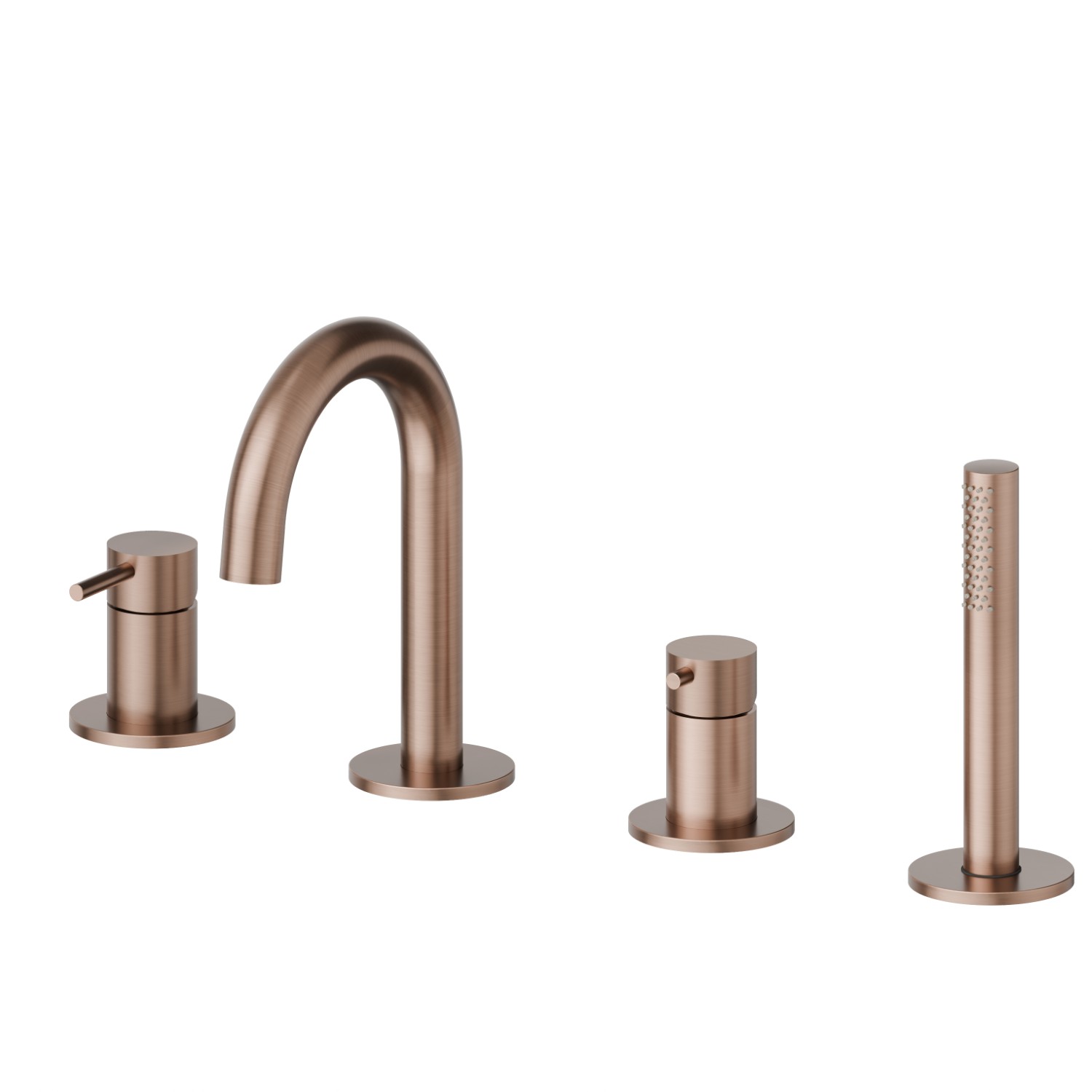 4-hole complete set of deck-mounted mixer - finish PVD Brushed Copper Bronze