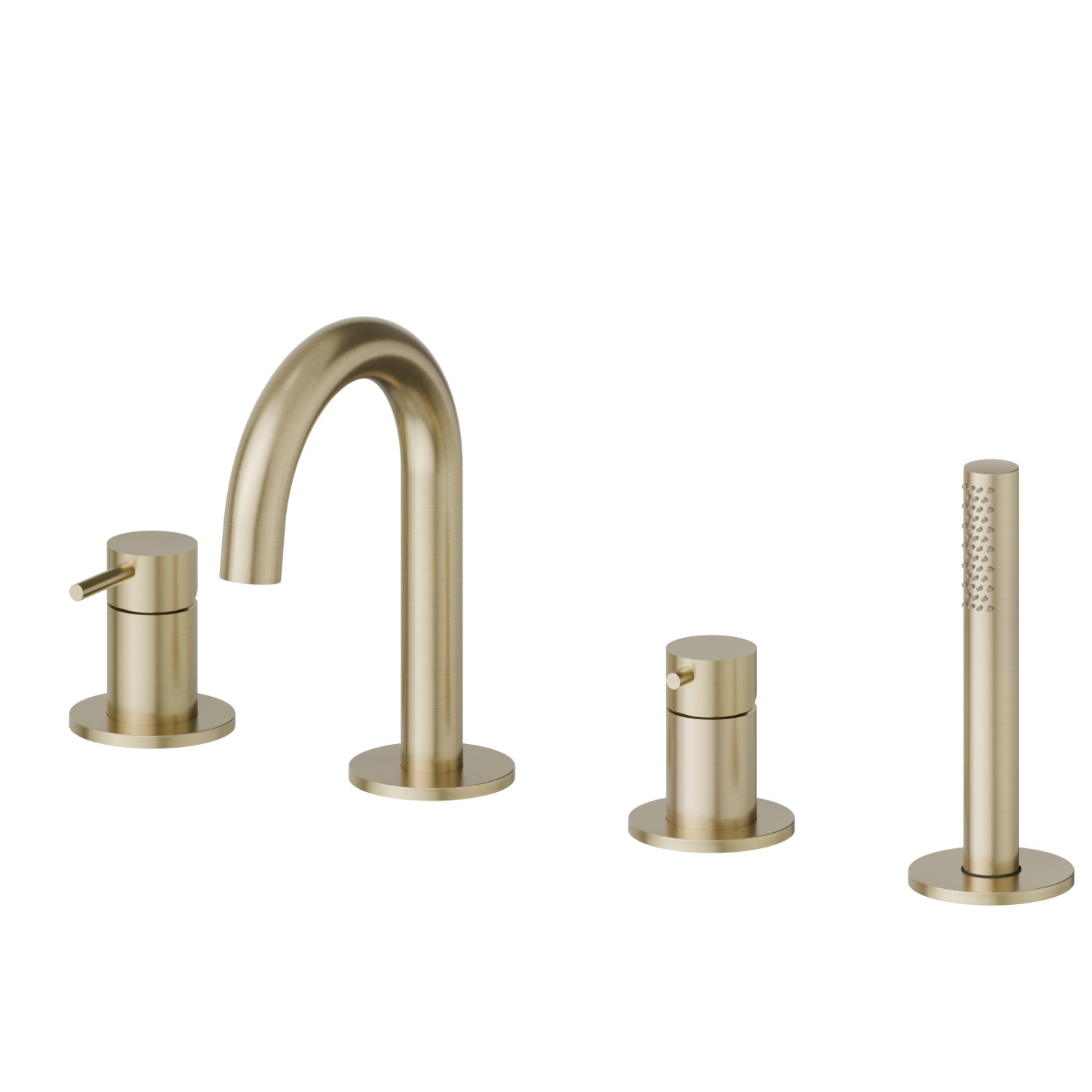 4-hole complete set of deck-mounted mixer - finish PVD Brushed Pale Gold