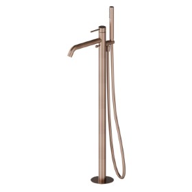 Floor mounted bath group, with mixer, diverter and shower set - finish PVD Brushed Copper Bronze