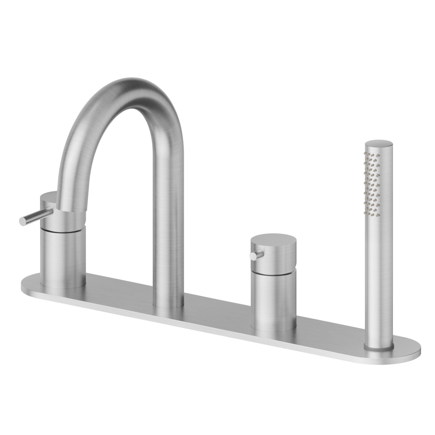 4-hole complete set of deck-mounted mixer - finish Stainless Steel