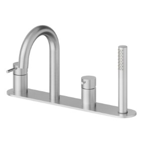 4-hole complete set of deck-mounted mixer - finish Stainless Steel