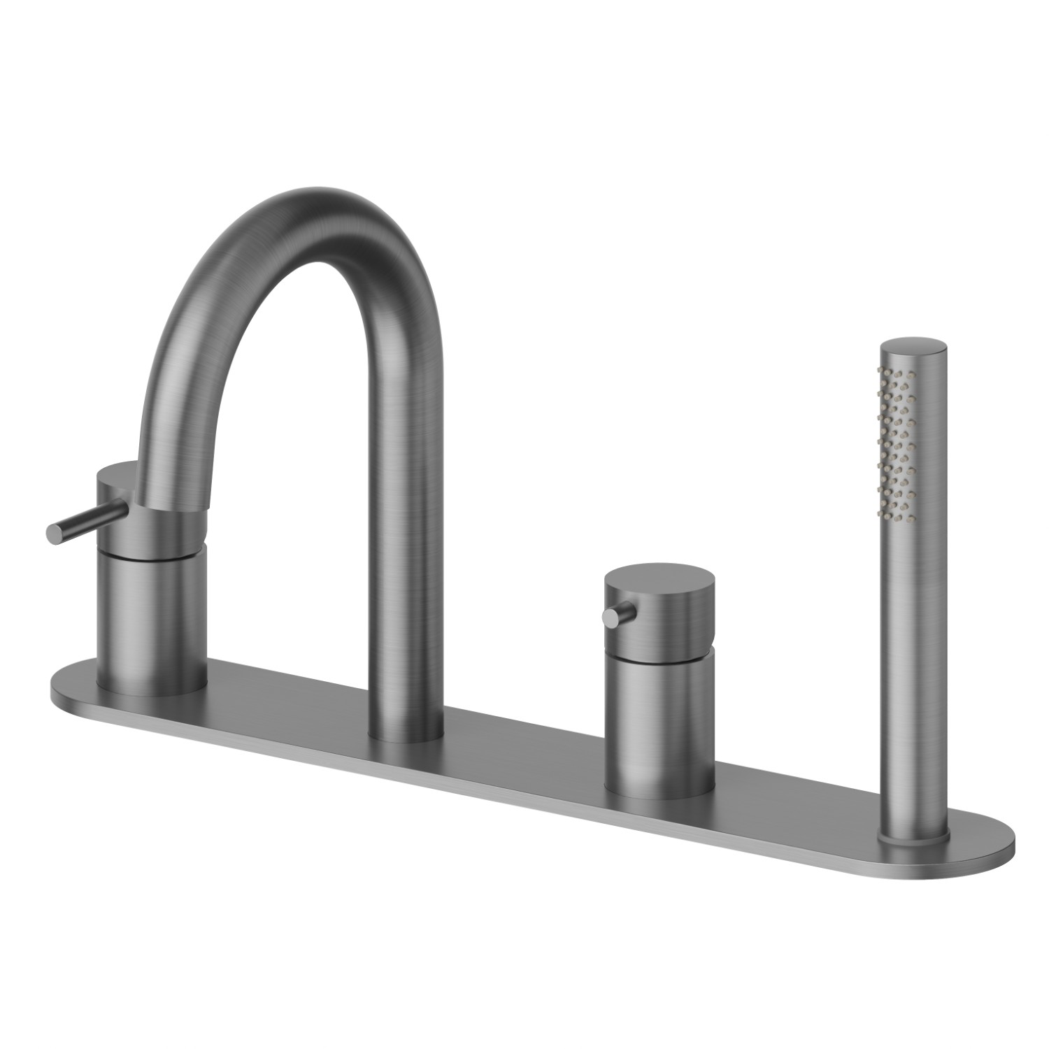 Mitigeur bain douche 4 trous bord de baignoire - finition PVD Brushed Gun Metal