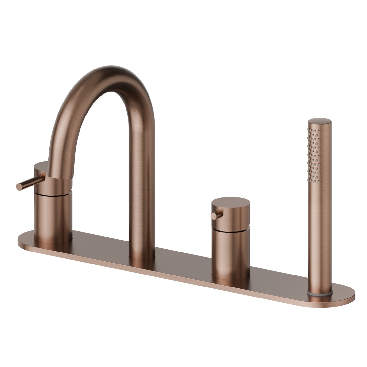 4-hole complete set of deck-mounted mixer - finish PVD Brushed Copper Bronze