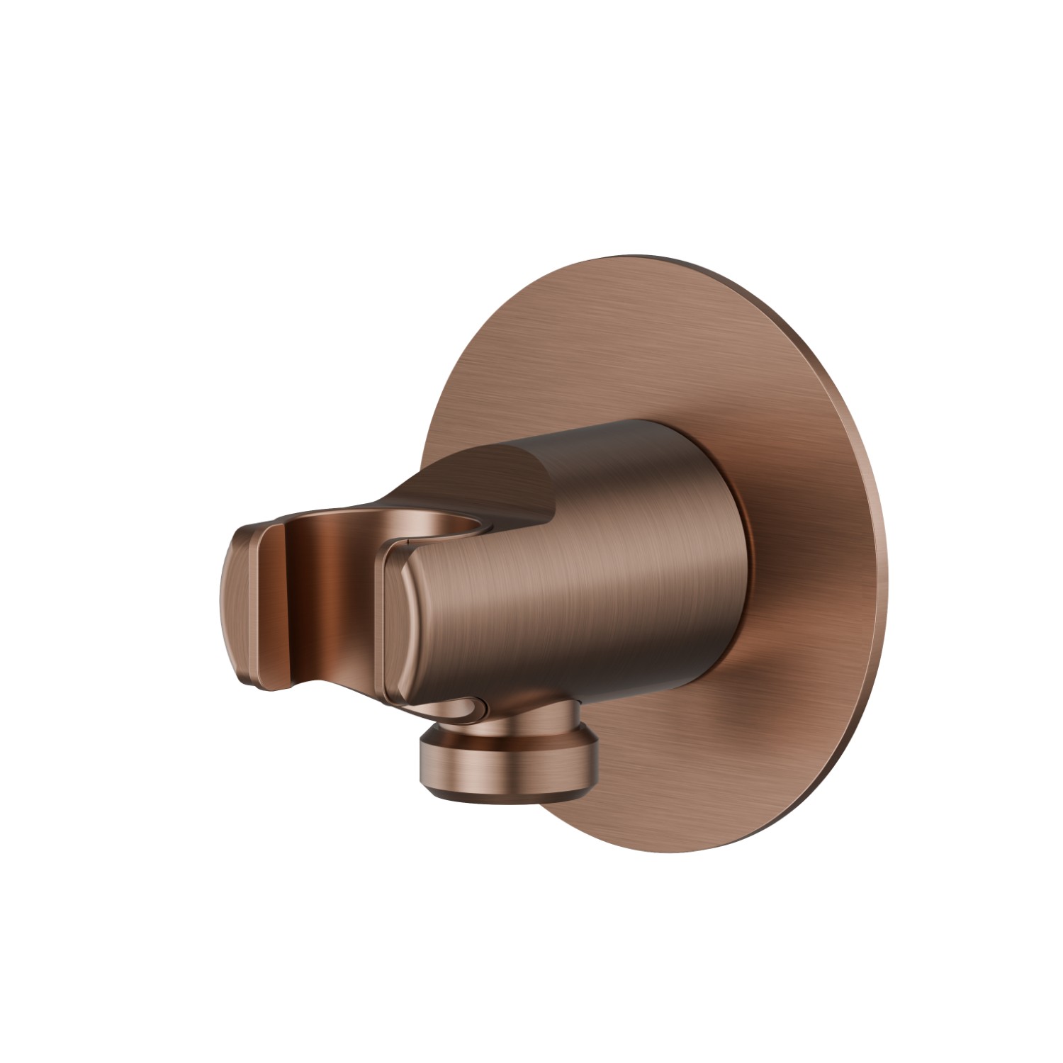 Stainless steel 1/2” wall union with fixed shower holder. Ø70 - finish PVD Brushed Copper Bronze