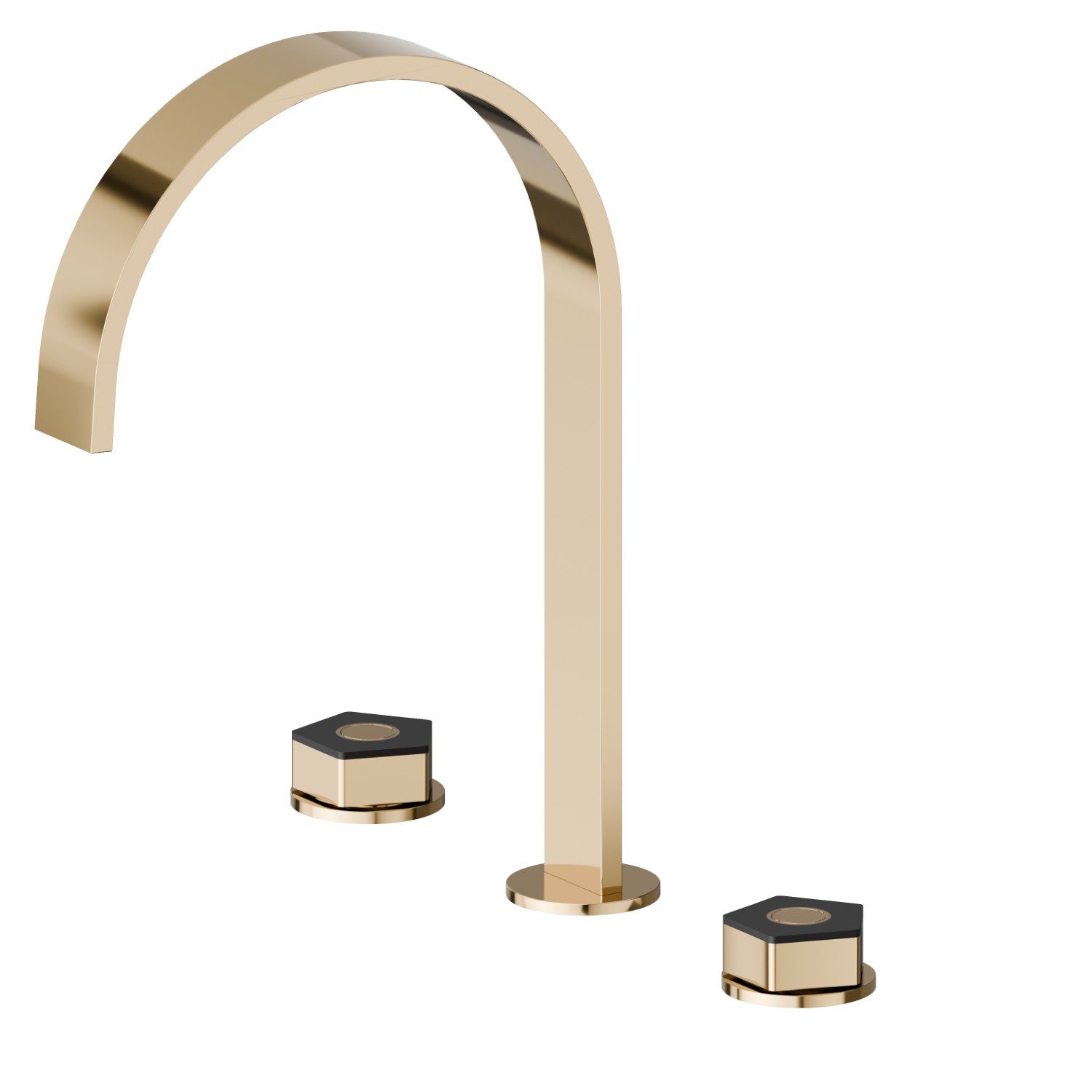 3-hole basin group. 1/2” T piece - finish PVD Glossy Gold - Matt Black