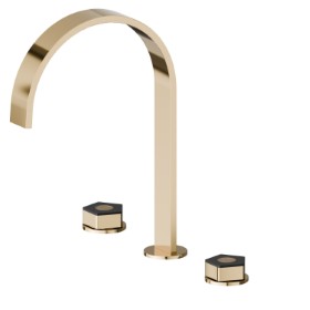 3-hole basin group. 1/2” T piece - finish PVD Glossy Gold - Matt Black