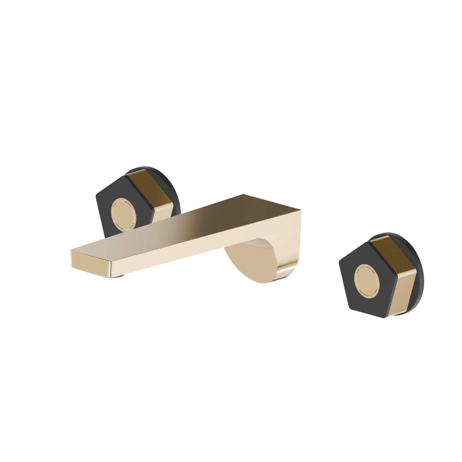 3-hole wall-mounted washbasin group without pop-up waste set - finish PVD Glossy Gold - Matt Black