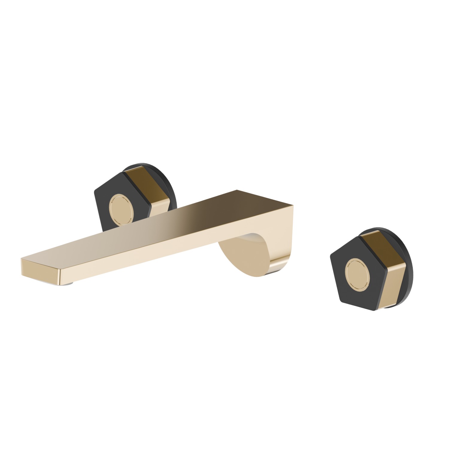 3-hole wall-mounted washbasin group without pop-up waste set - finish PVD Glossy Gold - Matt Black