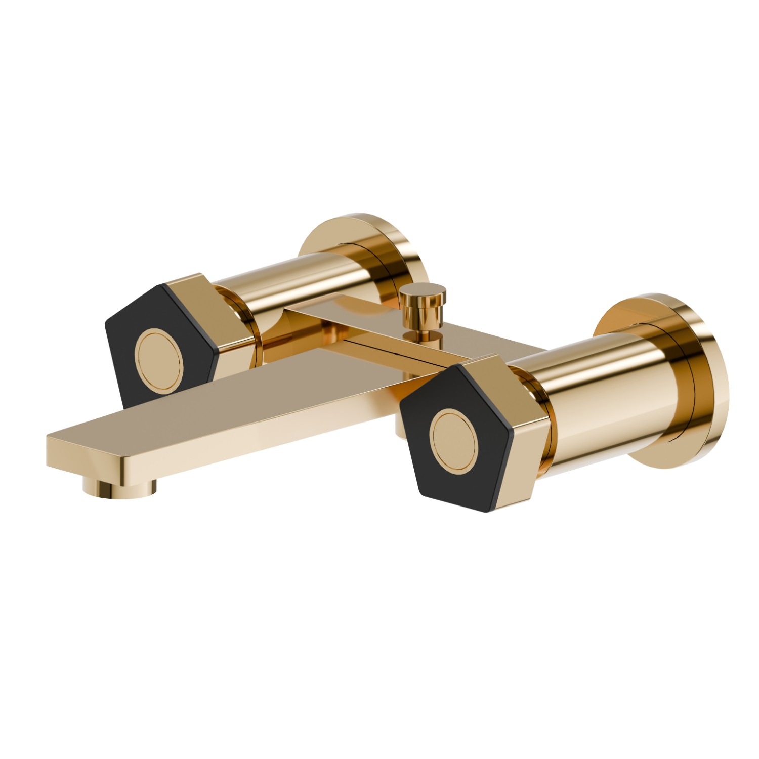 Complete bath group with automatic diverter bath/shower set - finish PVD Glossy Gold - Matt Black