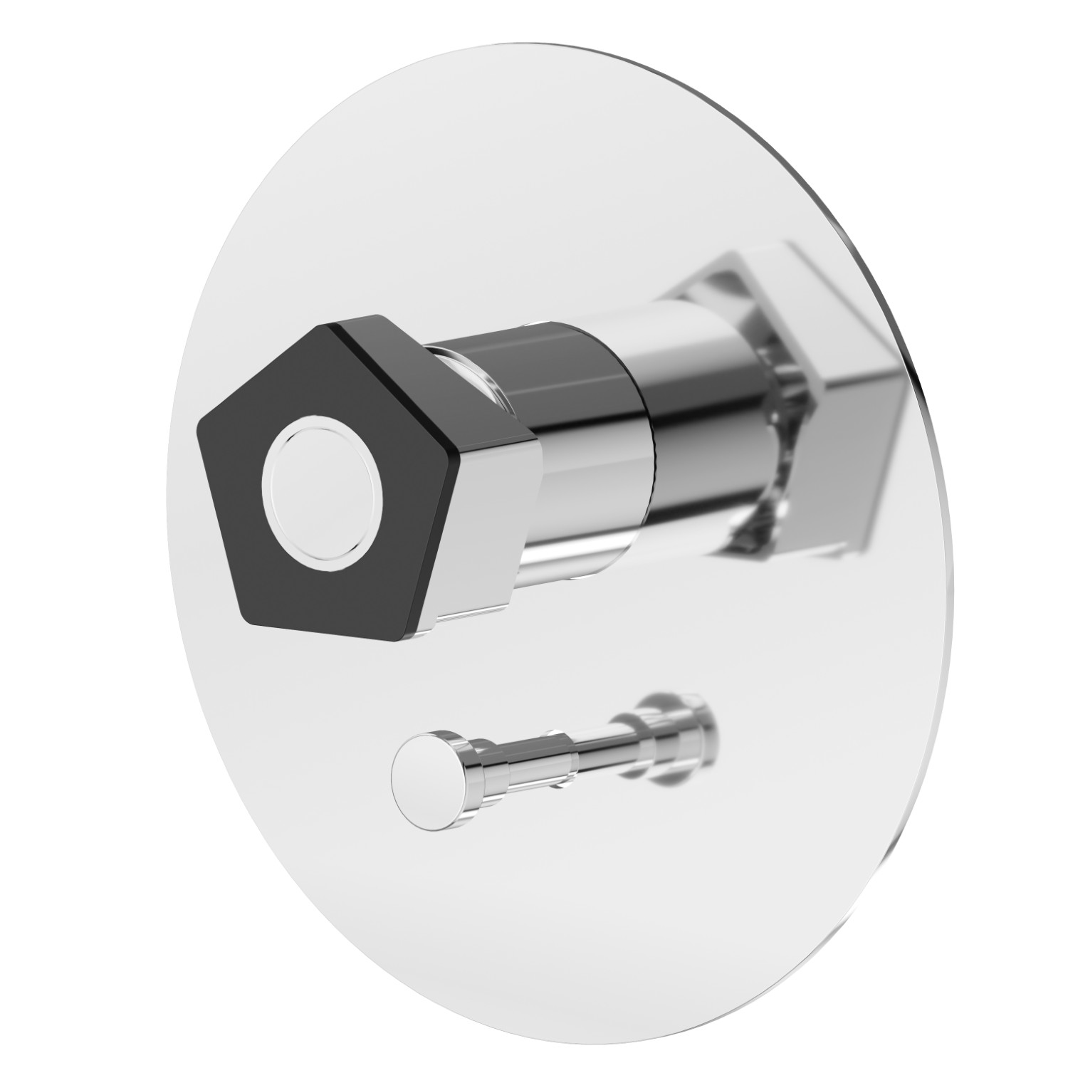 Single lever concealed mixer with 2 ways out automatic diverter, 1/2” connections. External part - finish Chrome - Matt Black