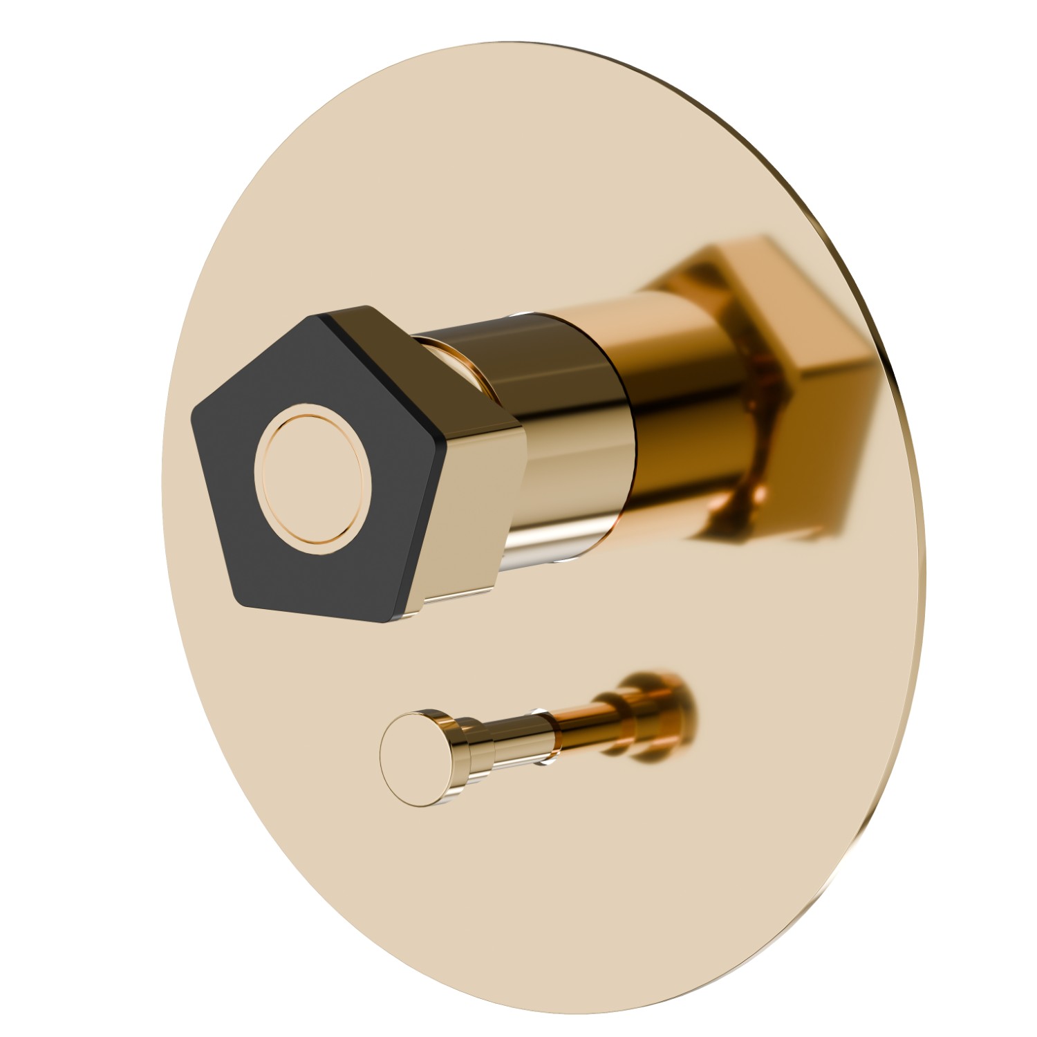 Single lever concealed mixer with 2 ways out automatic diverter, 1/2” connections. External part - finish PVD Glossy Gold - Matt Black