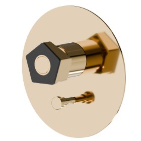 Single lever concealed mixer with 2 ways out automatic diverter, 1/2” connections. External part - finish PVD Glossy Gold - Matt Black