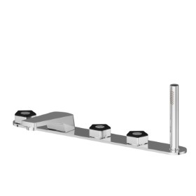 5-hole complete set of deck-mounted mixer  - finish Chrome - Matt Black