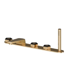 5-hole complete set of deck-mounted mixer  - finish PVD Glossy Gold - Matt Black
