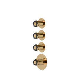 3 ways out concealed thermostatic multifunction selectors. 3/4” connections. External part. Ø70 - finish PVD Glossy Gold - Matt Black