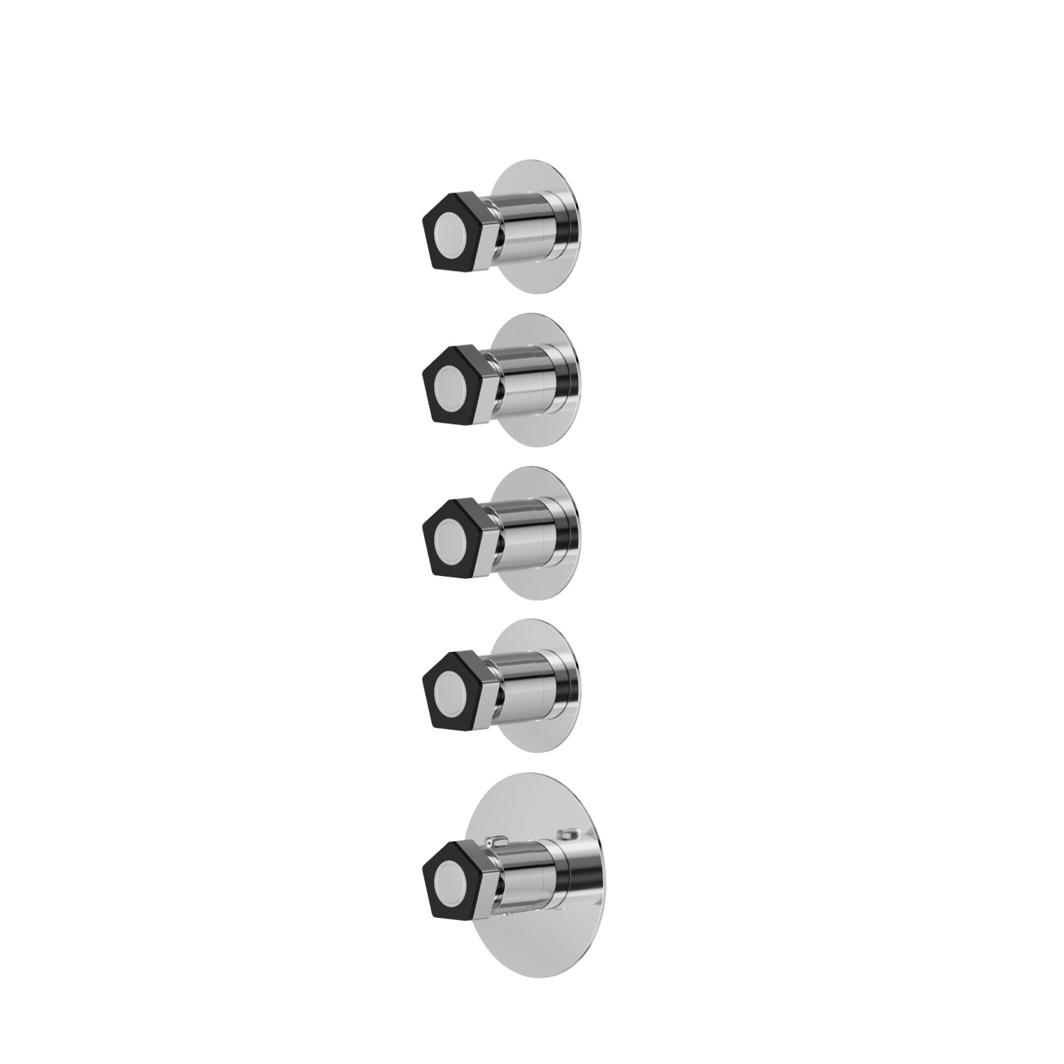4 ways out concealed thermostatic multifunction selectors. 3/4” connections. External part. Ø70 - finish Chrome - Matt Black