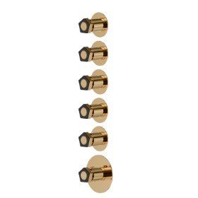 5 ways out concealed thermostatic multifunction selectors. 3/4” connections. External part. Ø70 - finish PVD Glossy Gold - Matt Black