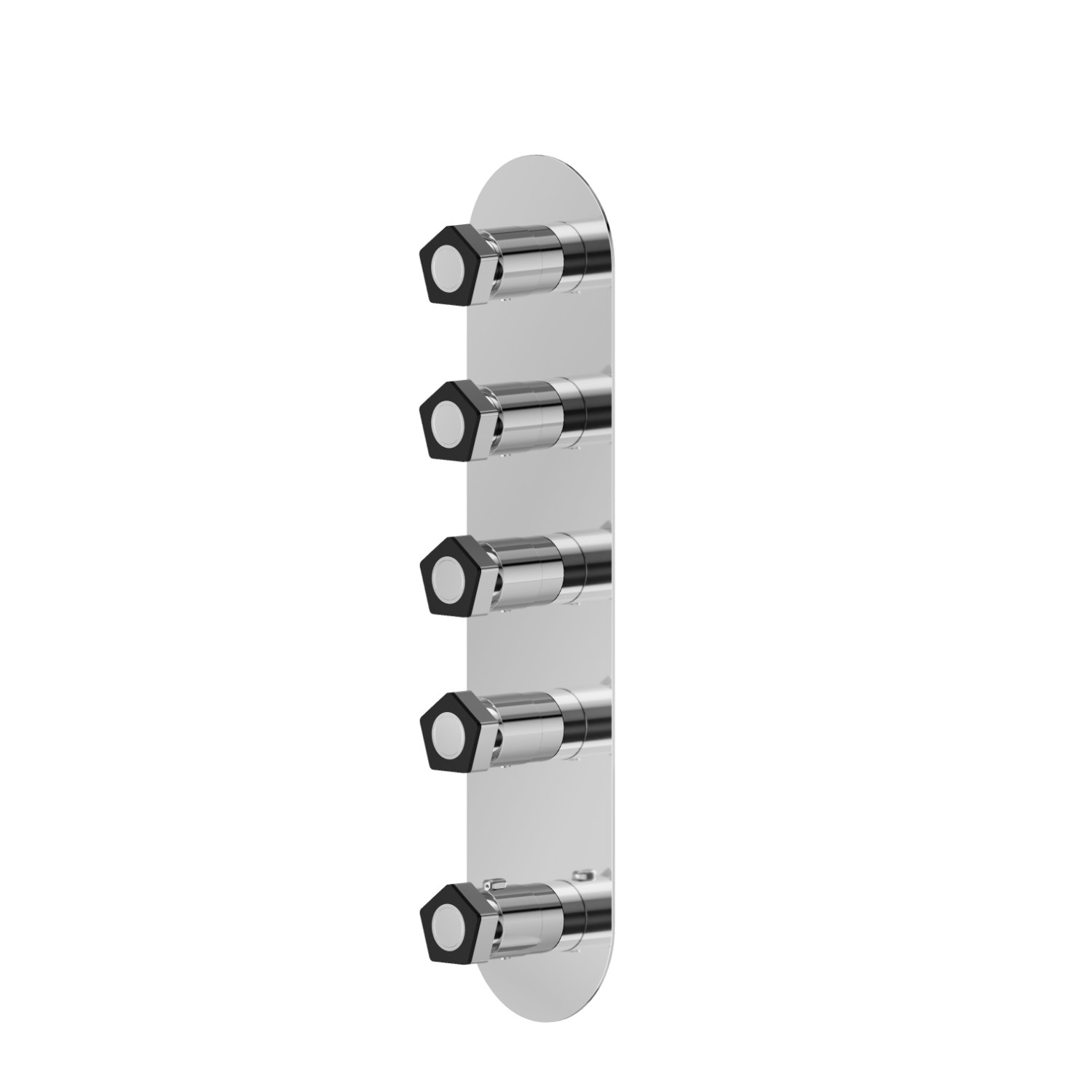 4-wege thermostatischer einbaumischer für multifunktion. 3/4” ein- und ausgänge. Außenteil.  - oberfläche Chrom - Schwarz matt