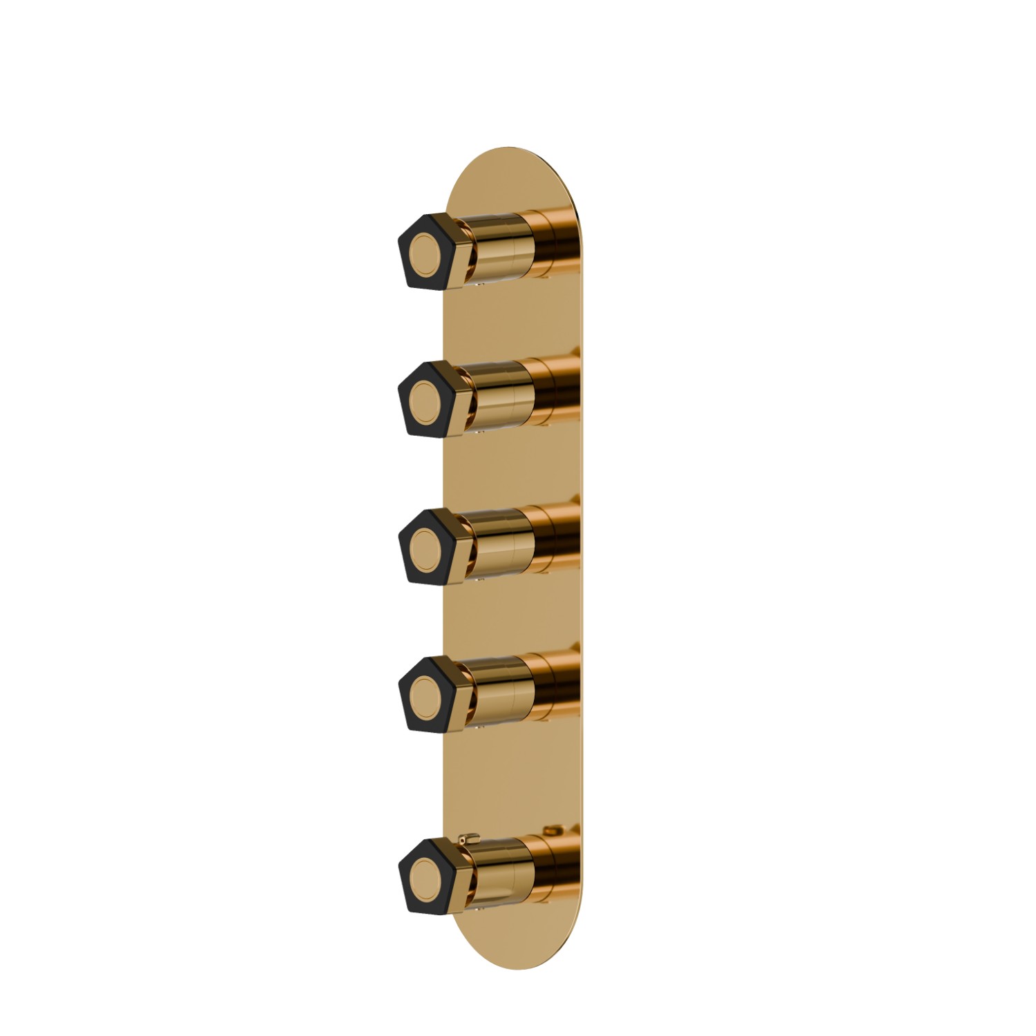 4 ways out concealed thermostatic multifunction selectors. 3/4” connections. External part - finish PVD Glossy Gold - Matt Black