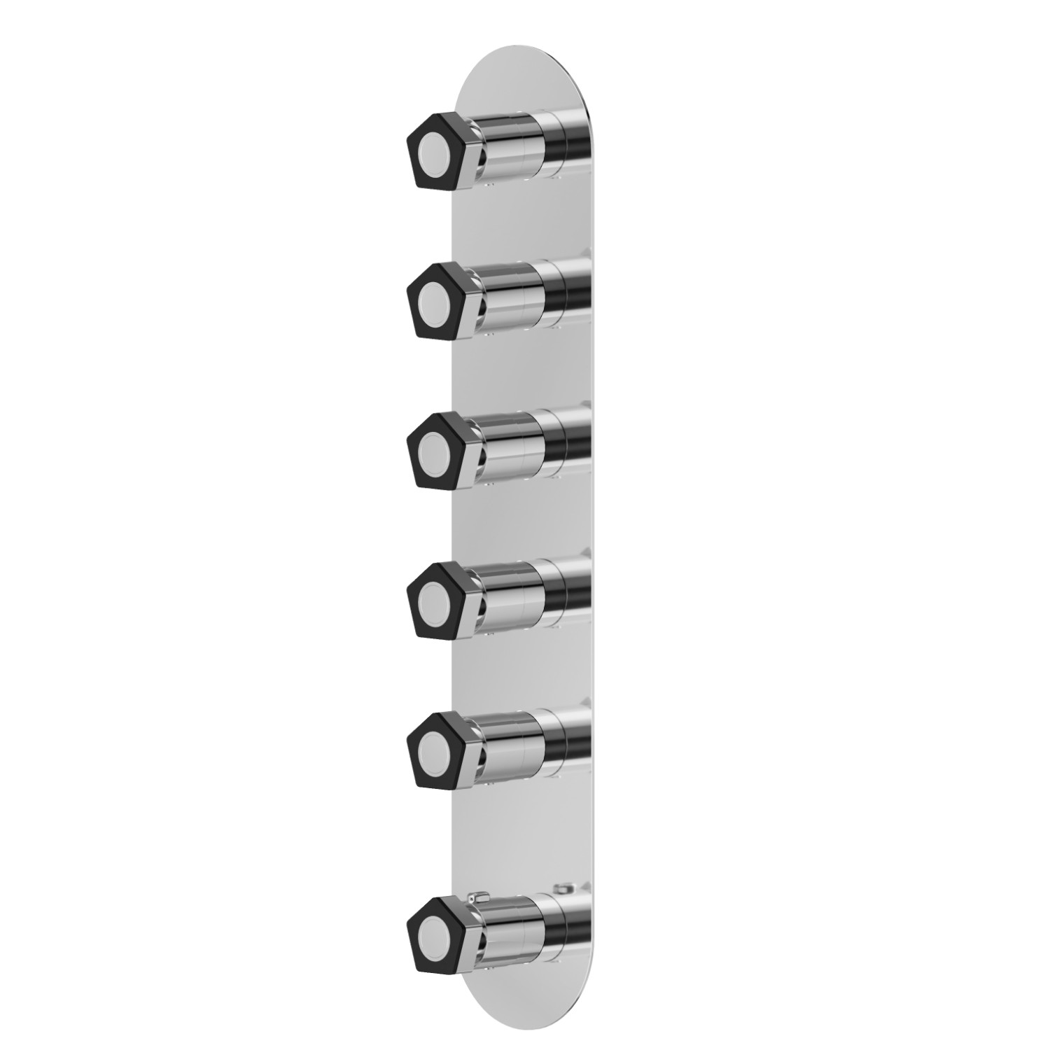 5-wege thermostatischer einbaumischer für multifunktion. 3/4” ein- und ausgänge. Außenteil.  - oberfläche Chrom - Schwarz matt
