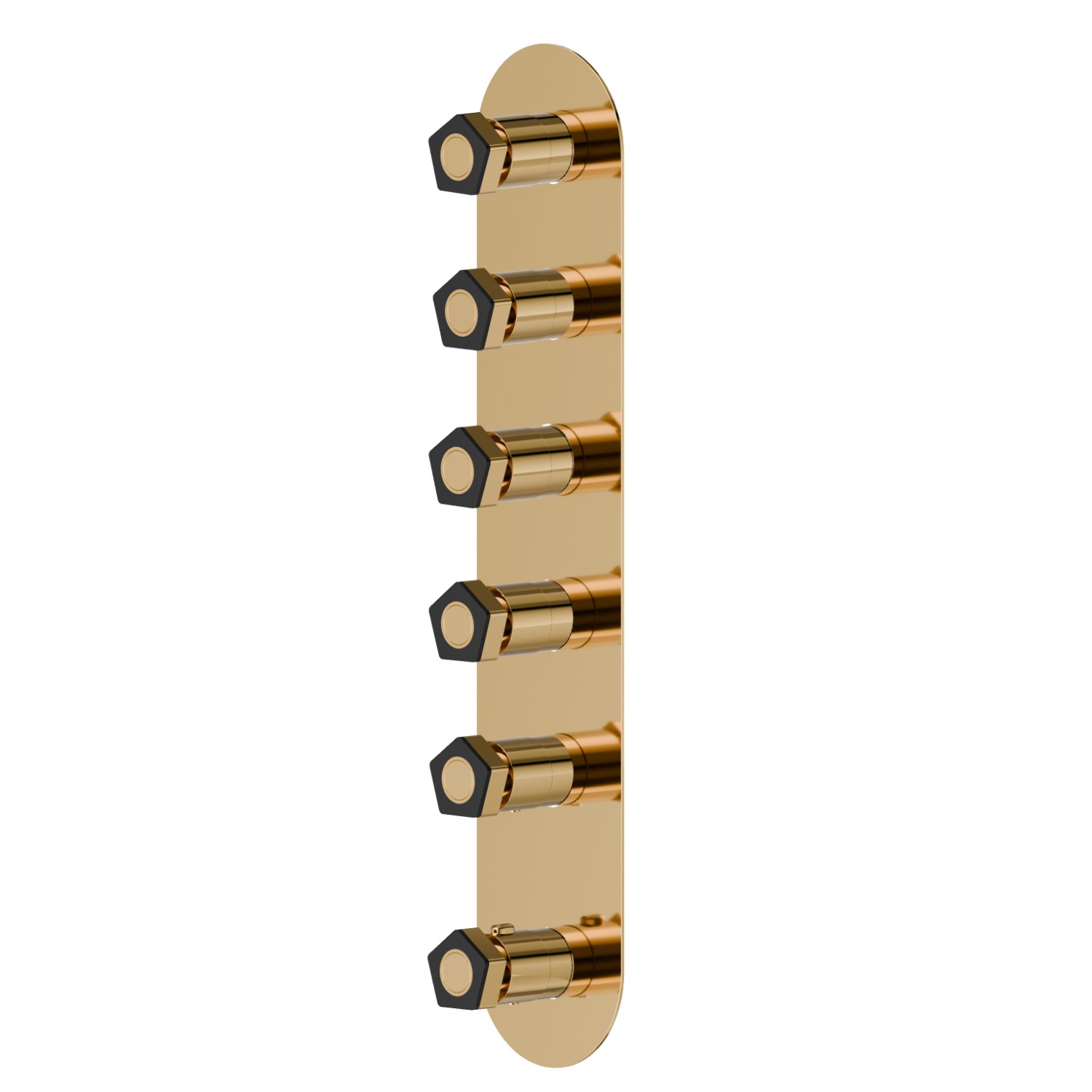 5 ways out concealed thermostatic multifunction selectors. 3/4” connections. External part - finish PVD Glossy Gold - Matt Black