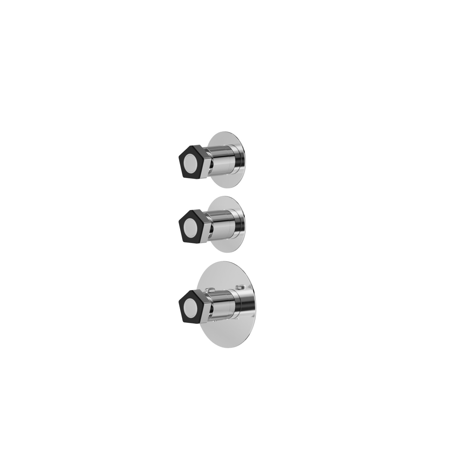 2-wege thermostatischer einbaumischer für multifunktion. 3/4” ein- und ausgänge. Außenteil. Ø70 - oberfläche Chrom - Schwarz matt
