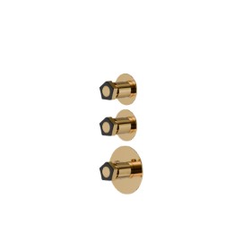 2 ways out concealed thermostatic multifunction selectors. 3/4” connections. External part. Ø70 - finish PVD Glossy Gold - Matt Black