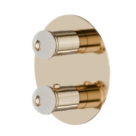 Concealed thermostatic mixer, with one handle for temperature control and 2 ways out diverter. External part - finish Gold