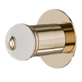Thermostatic concealed mixer, to combine with a 3 ways out concealed diverter with stop. External part. Ø70 - finish Gold