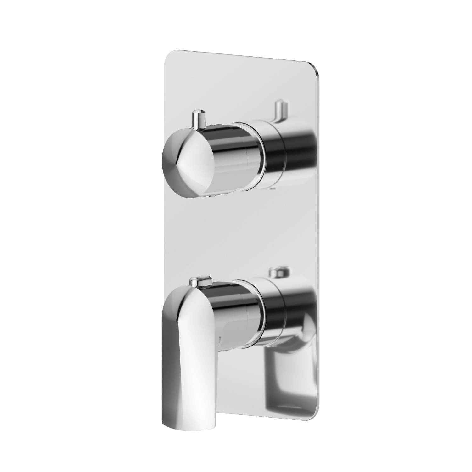 Concealed thermostatic mixer, with one handle for temperature control and 2 ways out diverter. External part - finish Chrome