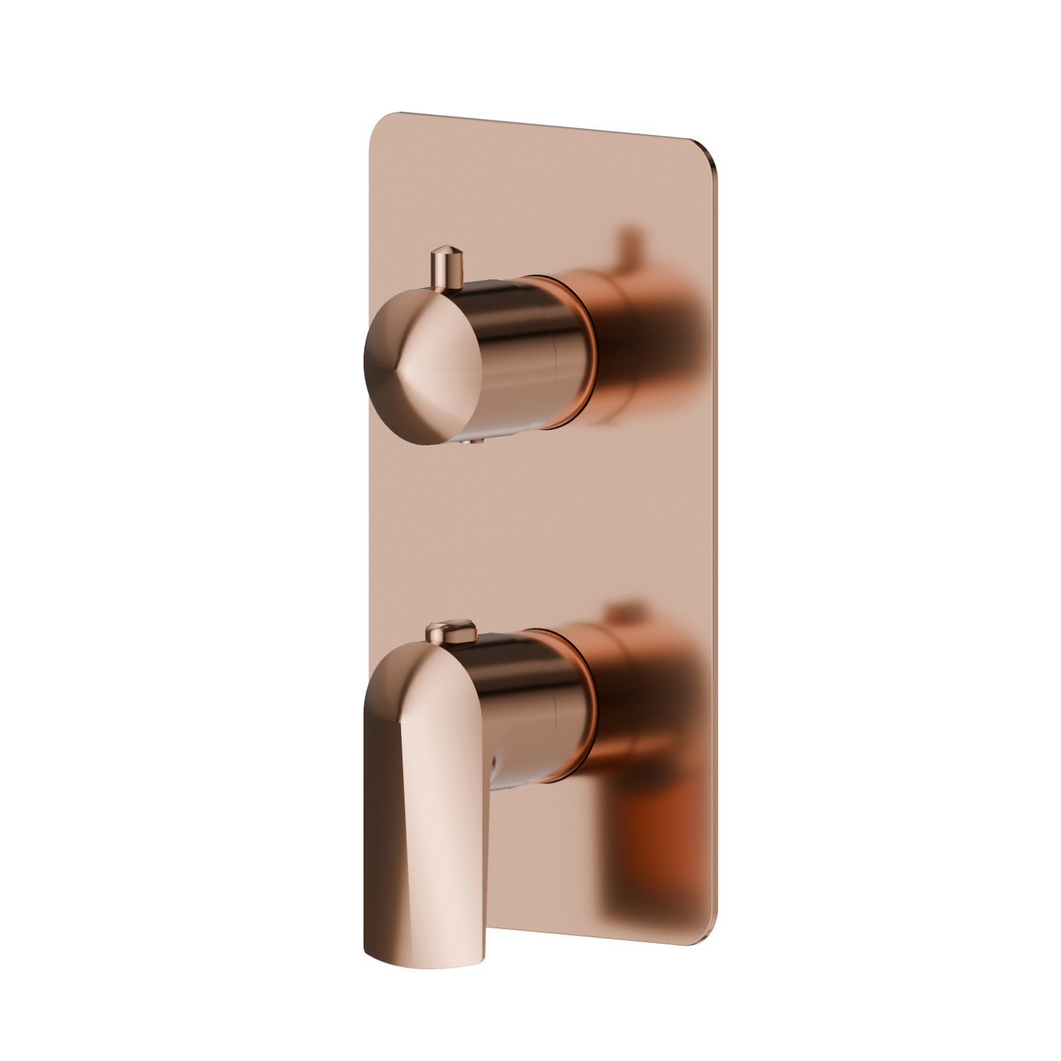 Miscelatore termostatico ad incasso, con comando per la regolazione della temperatura e deviatore a 2 uscite. Parte esterna.  - finitura PVD Copper Bronze