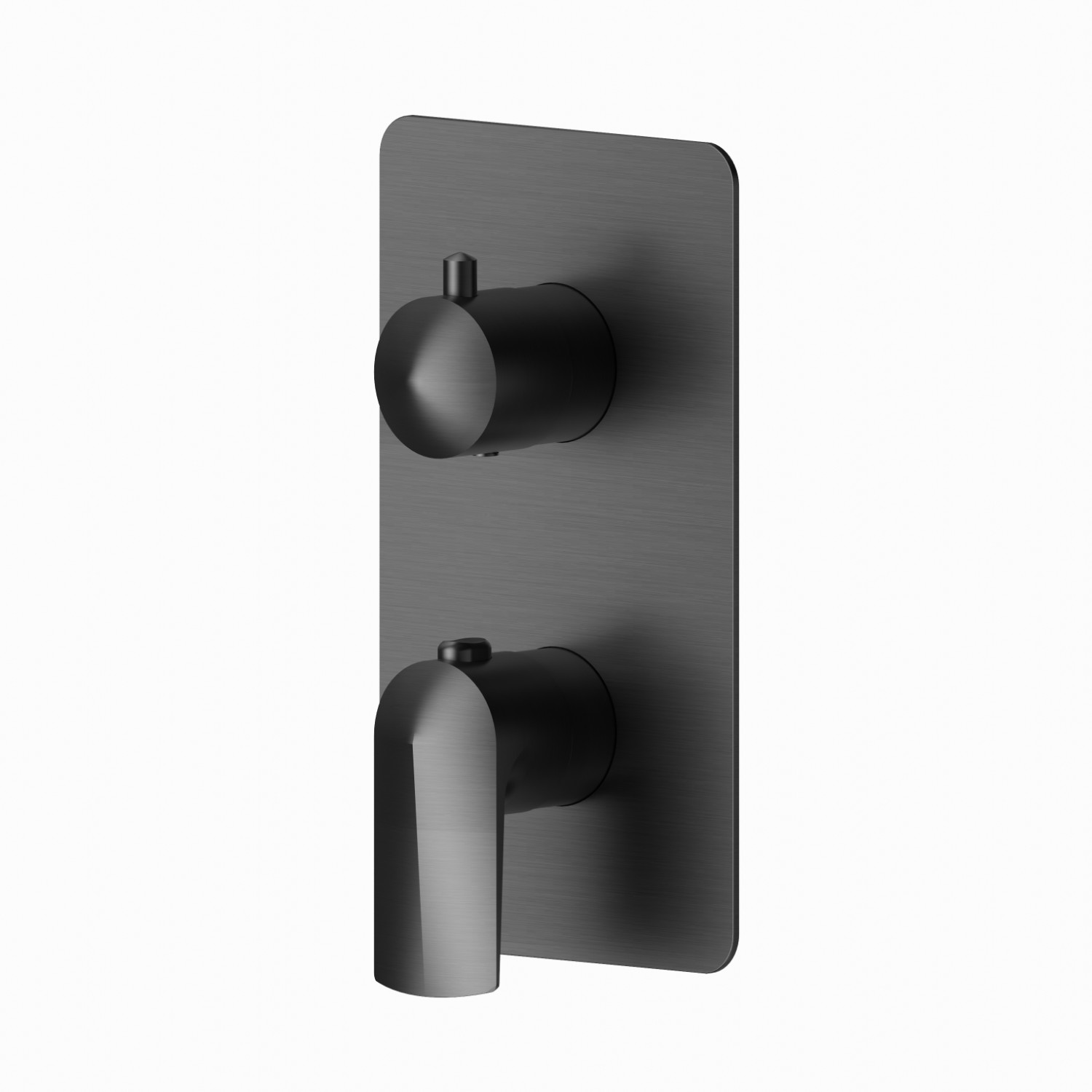 Thermostatischer einbaumischer, mit bedienung für temperaturregelung und 2-wege umstellung. Außenteil - oberfläche PVD  Gun Metal gebürstet