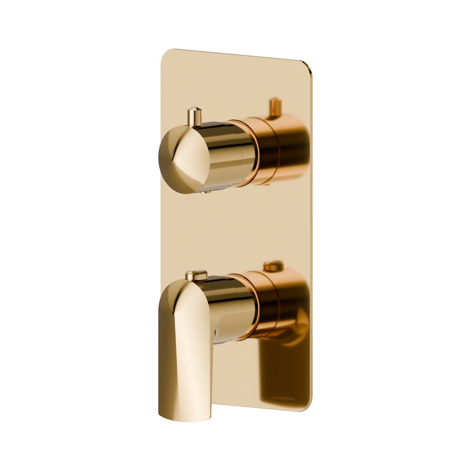 Concealed thermostatic mixer, with one handle for temperature control and 2 ways out diverter. External part - finish PVD Glossy Gold