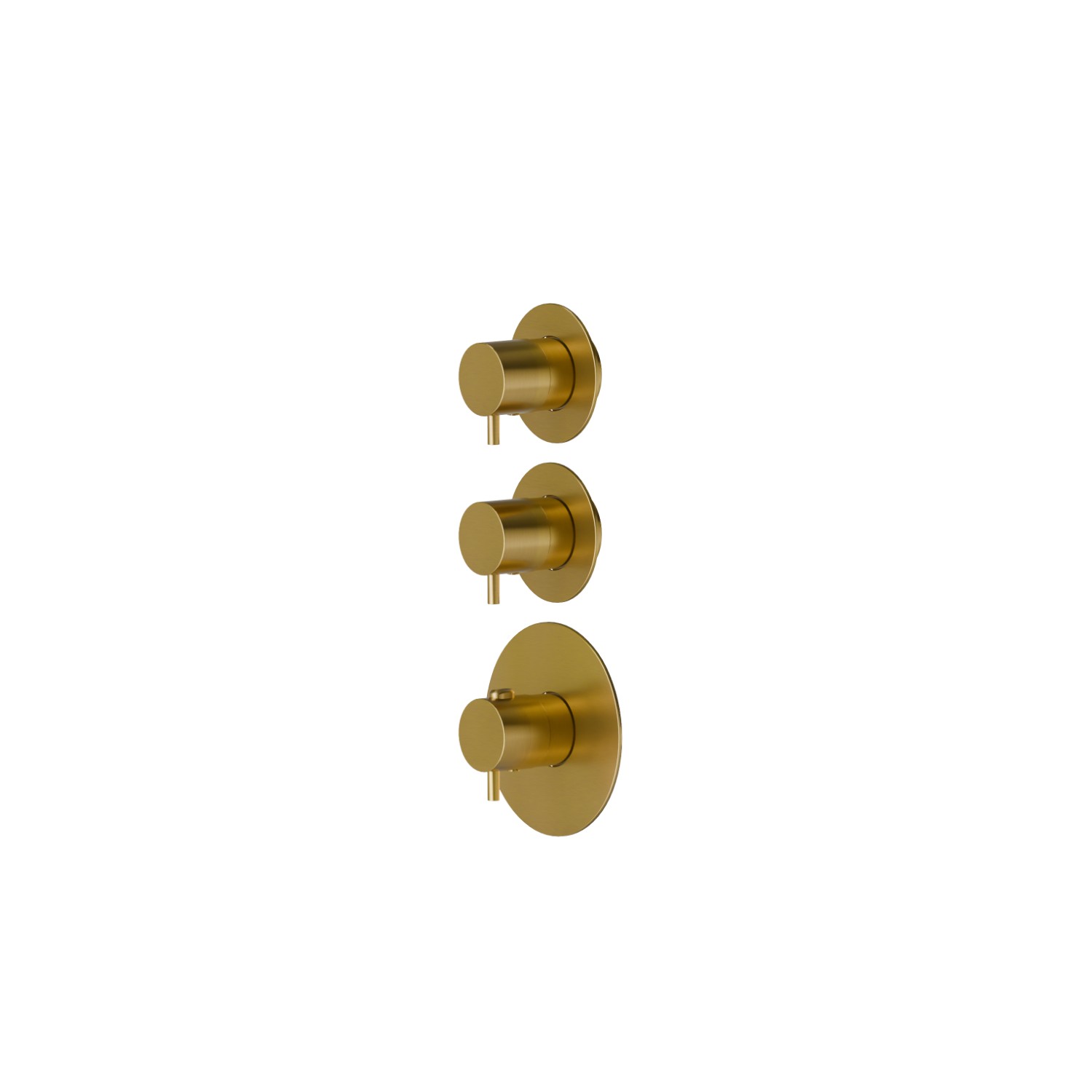 2 ways out concealed thermostatic multifunction selectors. 3/4” connections. External part. Ø70 - finish PVD Brushed Gold
