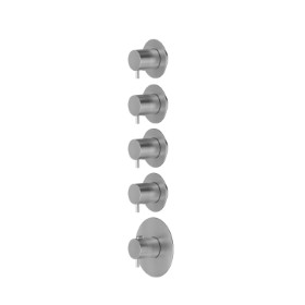 4 ways out concealed thermostatic multifunction selectors. 3/4” connections. External part. Ø70 - finish Stainless Steel