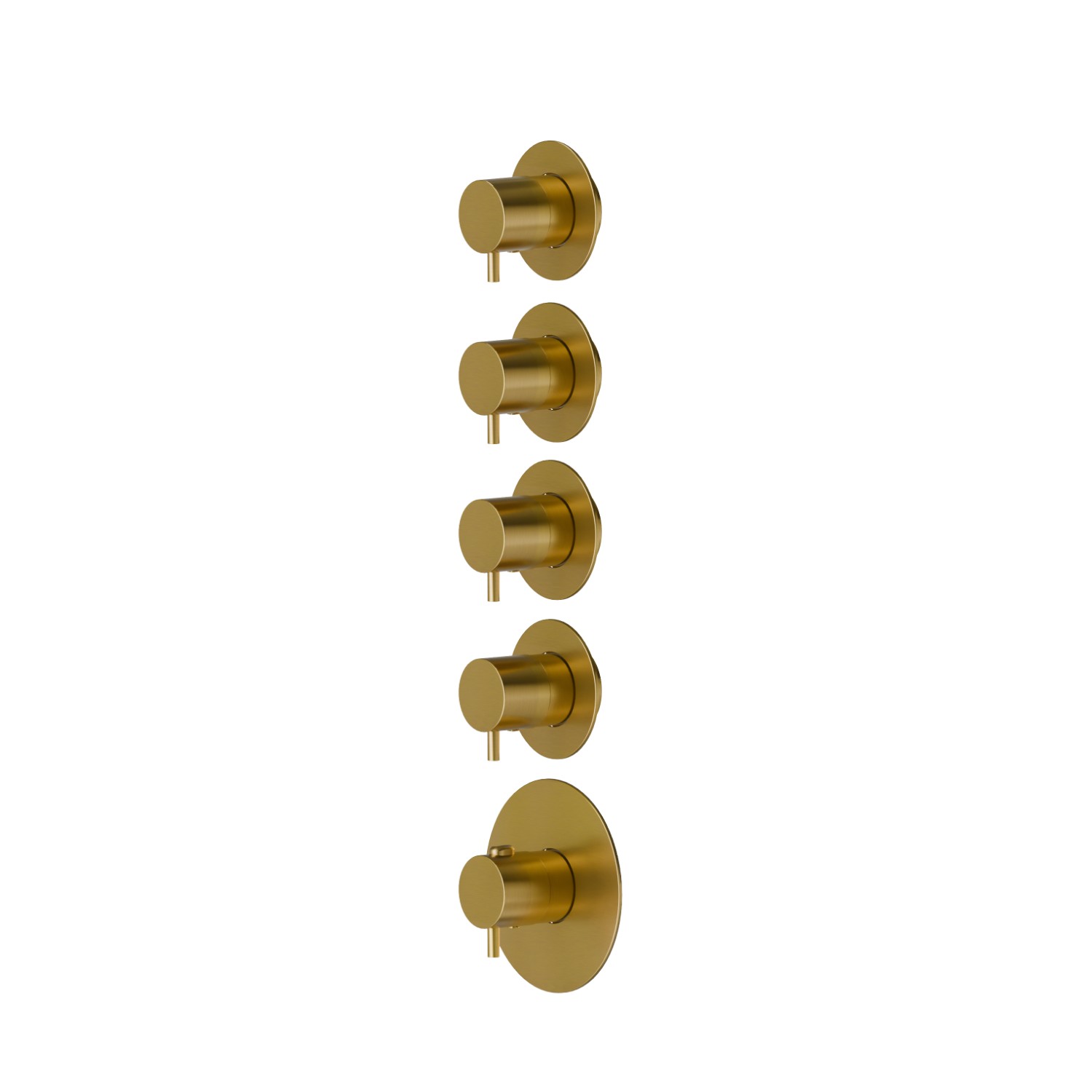 4 ways out concealed thermostatic multifunction selectors. 3/4” connections. External part. Ø70 - finish PVD Brushed Gold