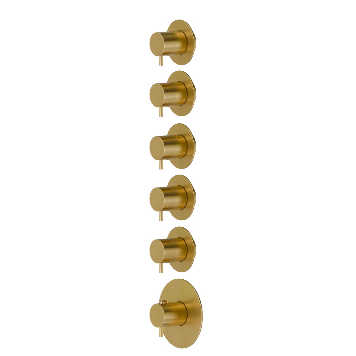 5-wege thermostatischer einbaumischer für multifunktion. 3/4” ein- und ausgänge. Außenteil. Ø70 - oberfläche PVD  Gold gebürstet