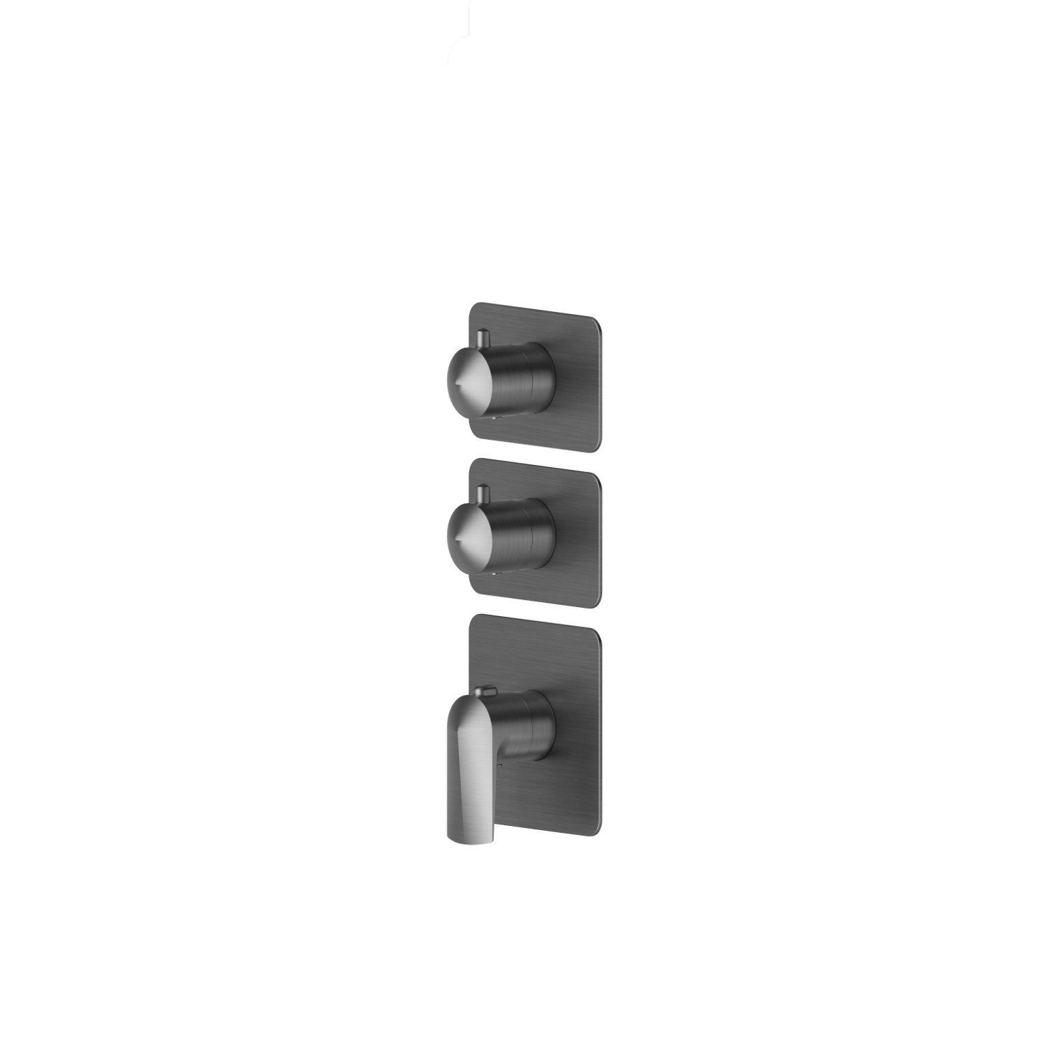 Miscelatore termostatico multiutenza ad incasso a 2 uscite. Parte esterna. Ingressi ed uscite da 3/4” - finitura PVD Brushed Gun Metal