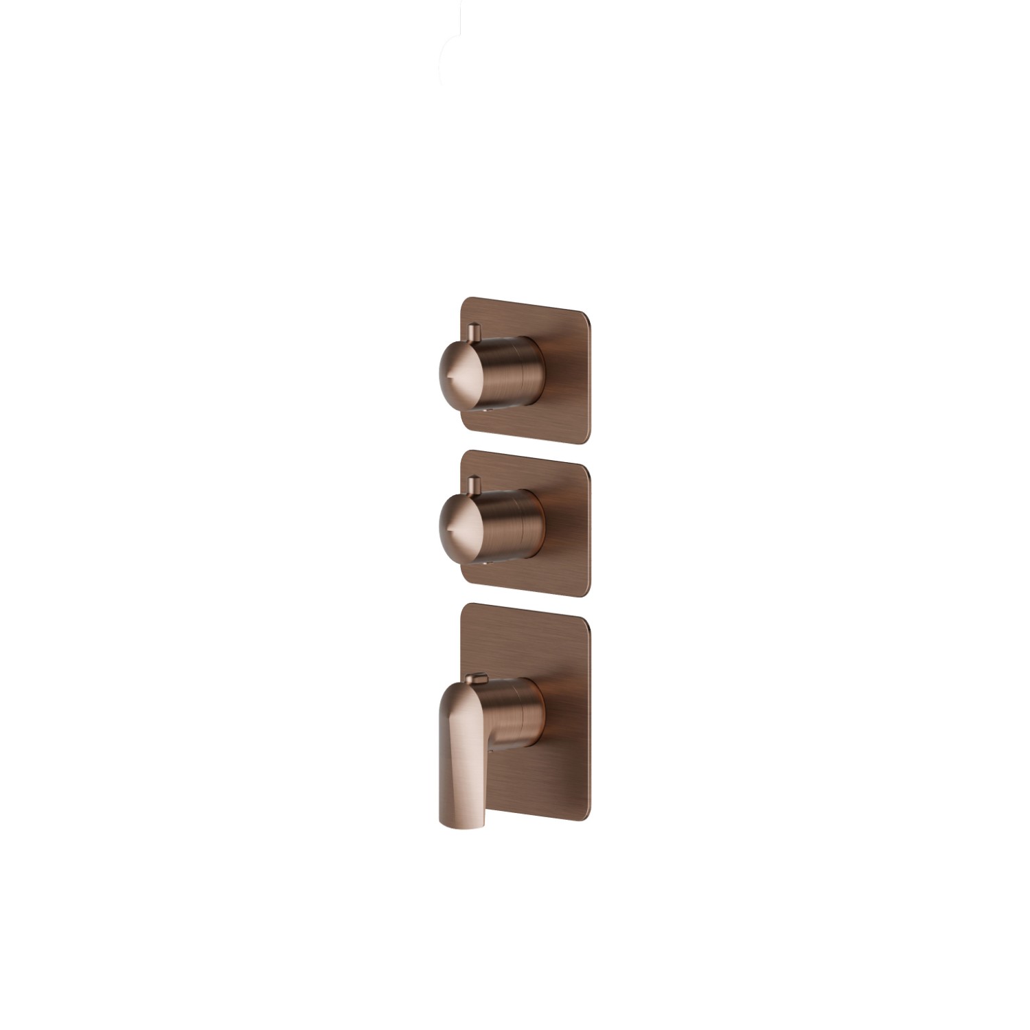 Miscelatore termostatico multiutenza ad incasso a 2 uscite. Parte esterna. Ingressi ed uscite da 3/4” - finitura PVD Brushed Copper Bronze