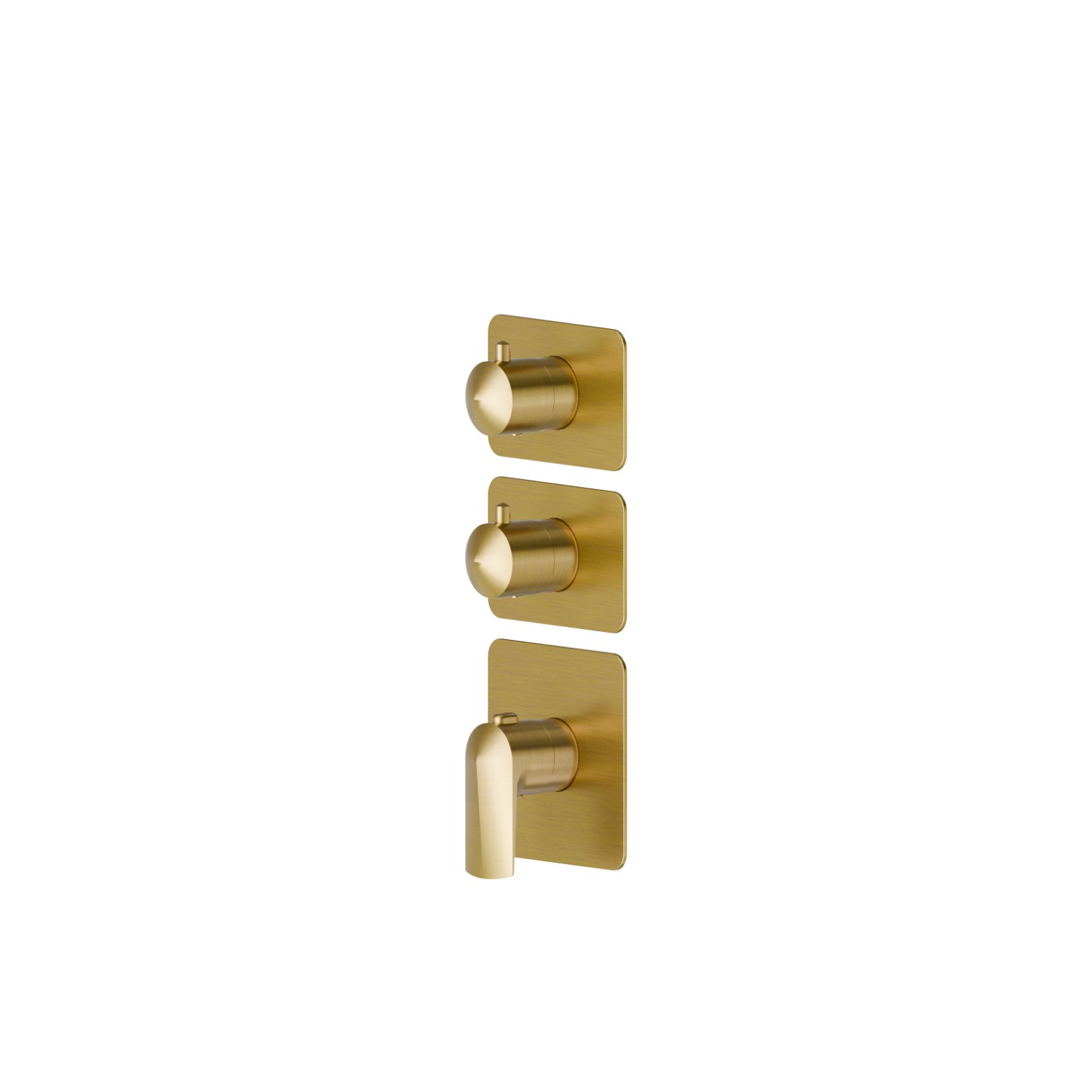 Mitigeurs de douche thermostatiques à encastrer 2 sorties. entrées et sorties de 3/4”. Façade murale - finition PVD Brushed Gold