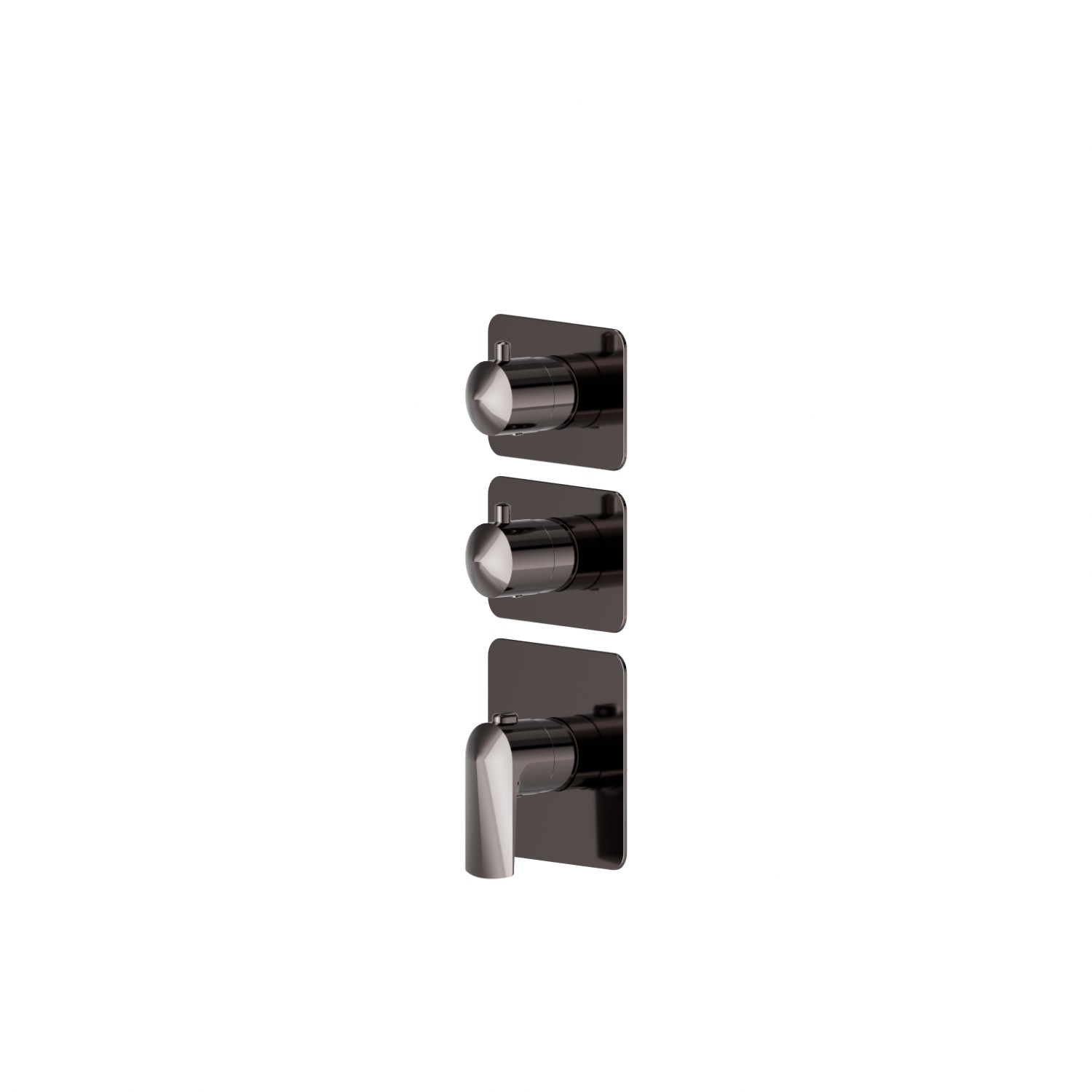 2 ways out concealed thermostatic multifunction selectors. 3/4” connections. External part - finish PVD Gun Metal
