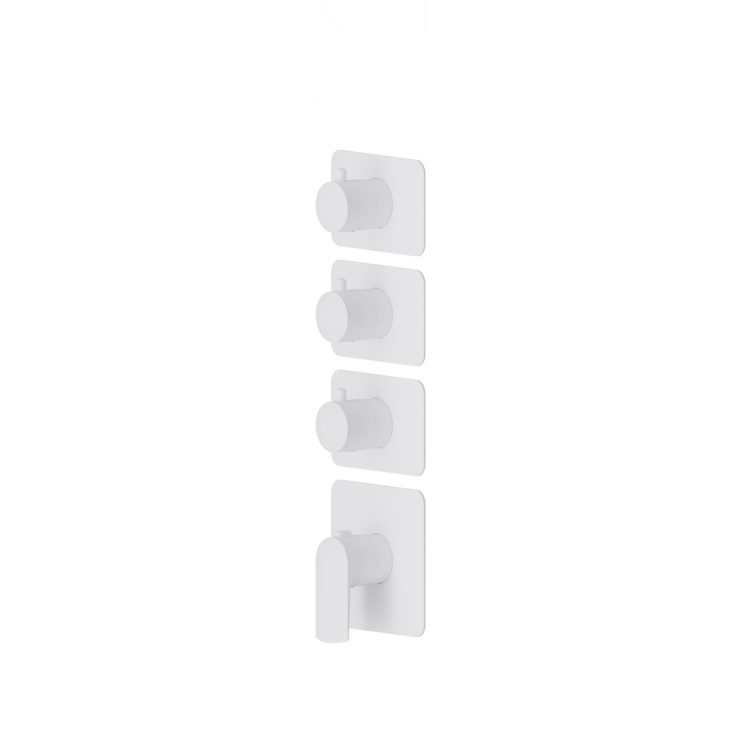 Miscelatore termostatico multiutenza ad incasso a 3 uscite. Ingressi ed uscite da 3/4”. Parte esterna - finitura Bianco opaco