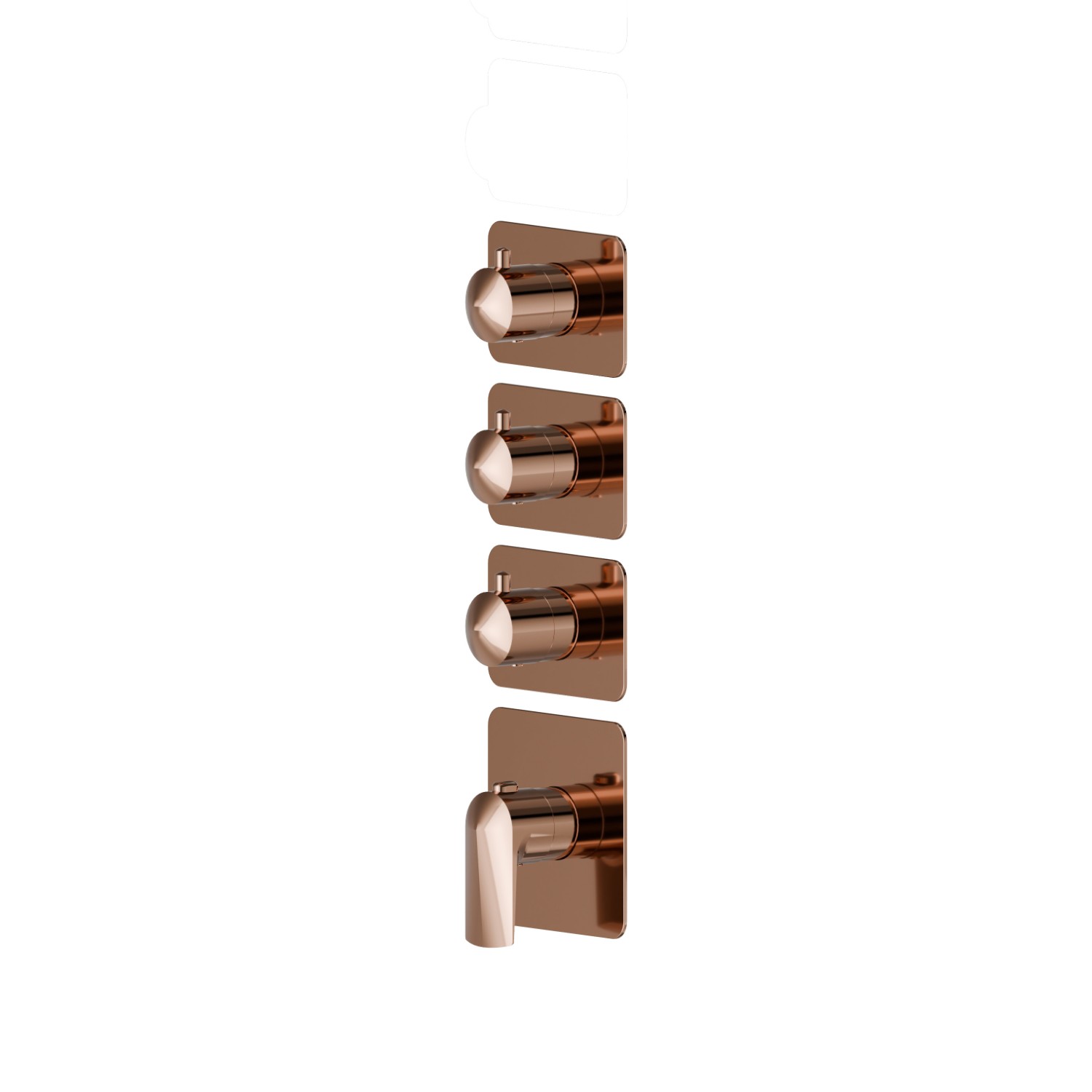 Mitigeurs de douche thermostatiques à encastrer 3 sorties. entrées et sorties de 3/4”. Façade murale - finition PVD Copper Bronze