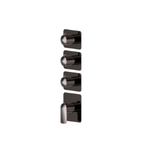 3 ways out concealed thermostatic multifunction selectors. 3/4” connections. External part - finish PVD Gun Metal