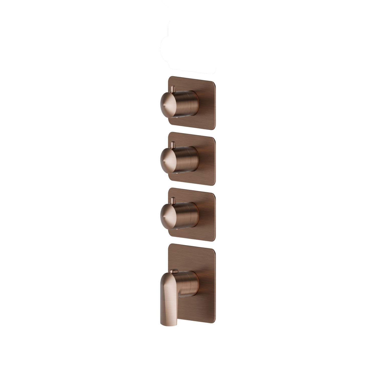 Mitigeurs de douche thermostatiques à encastrer 3 sorties. entrées et sorties de 3/4”. Façade murale - finition PVD Brushed Copper Bronze