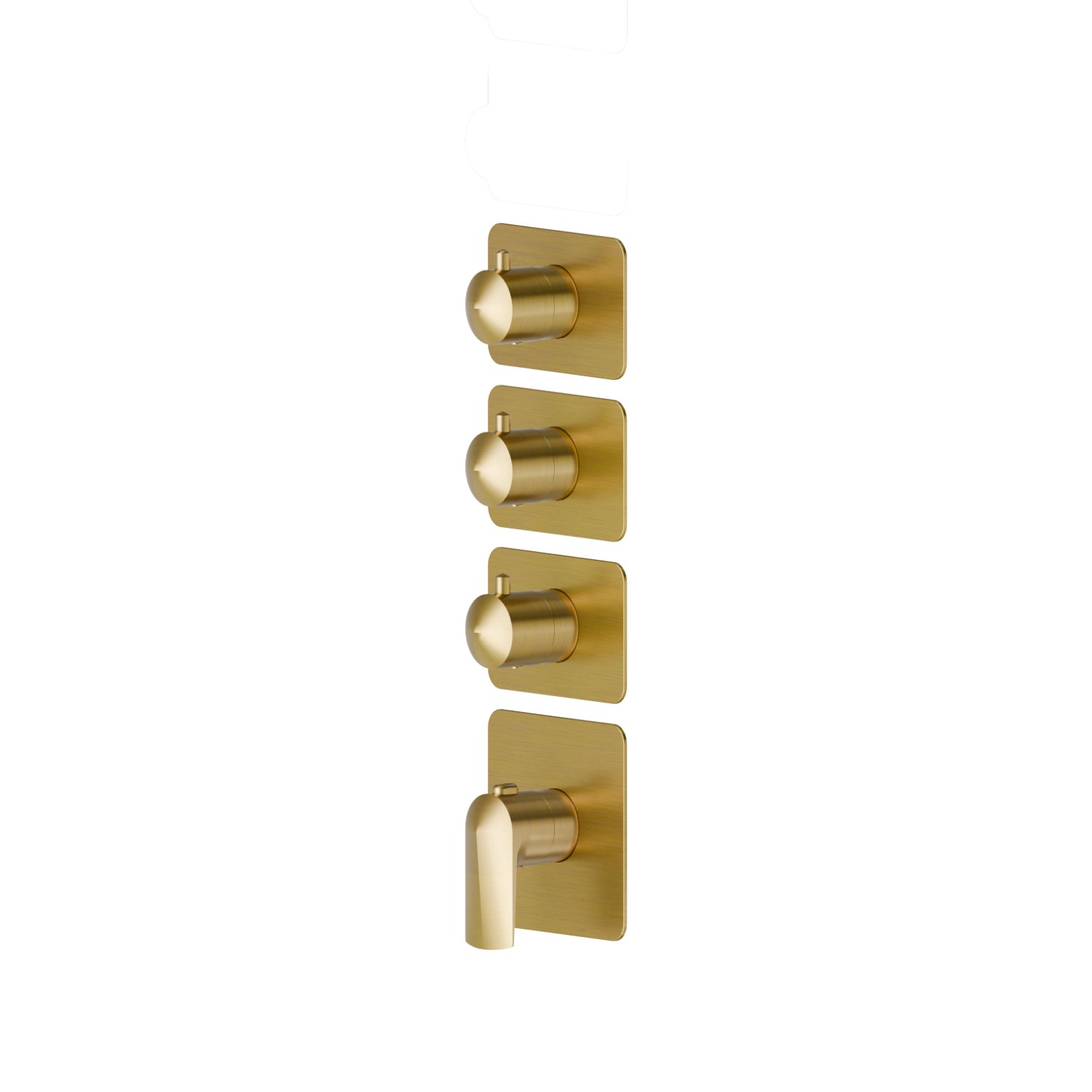 Miscelatore termostatico multiutenza ad incasso a 3 uscite. Ingressi ed uscite da 3/4”. Parte esterna - finitura PVD Brushed Gold