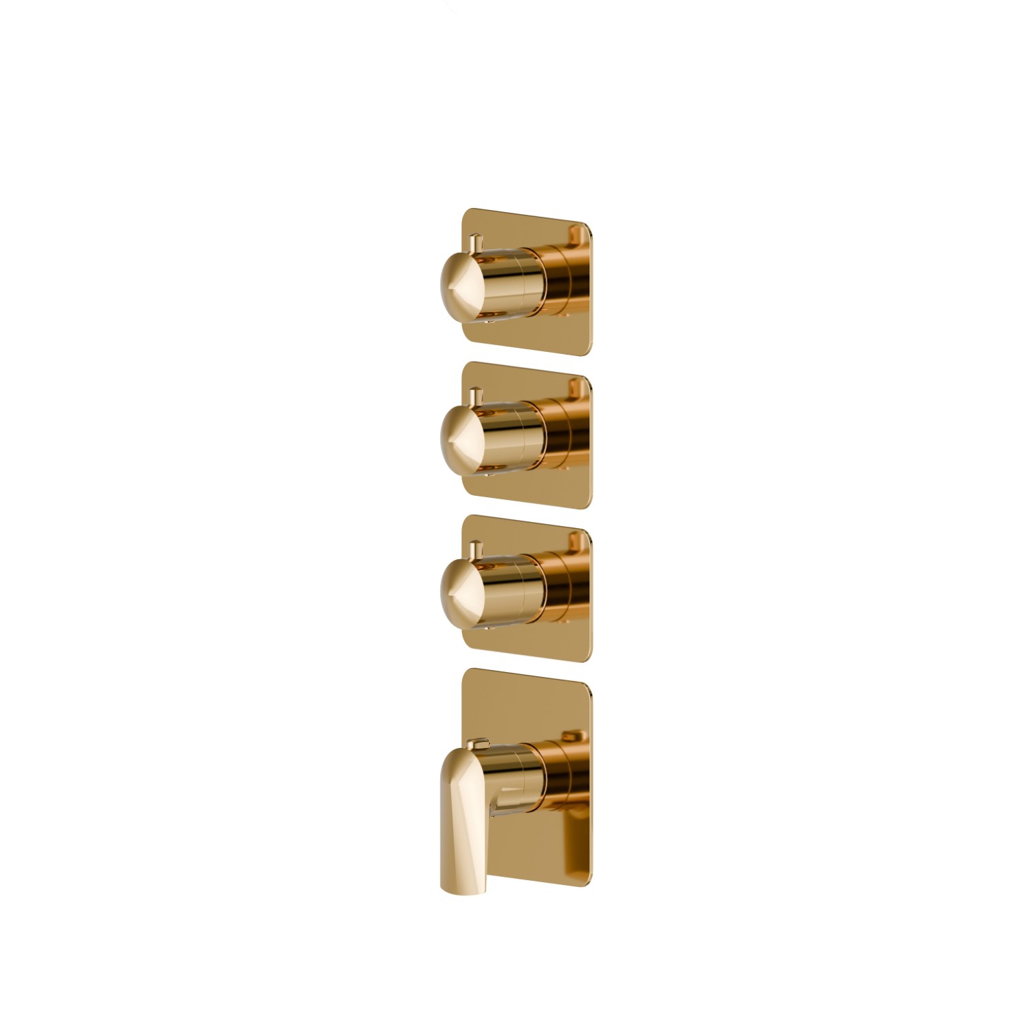 3-wege thermostatischer einbaumischer für multifunktion. 3/4” ein- und ausgänge. Außenteil - oberfläche PVD Glossy Gold