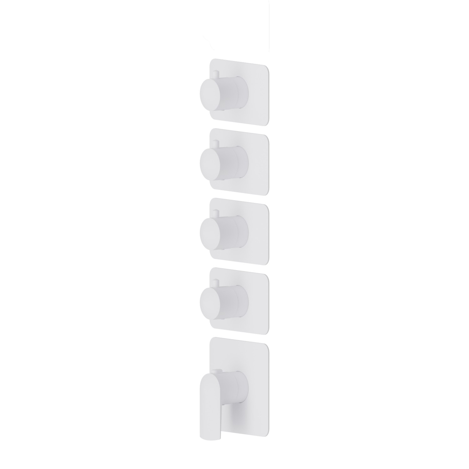 Miscelatore termostatico multiutenza ad incasso a 4 uscite. Parte esterna. Ingressi ed uscite da 3/4”.  - finitura Bianco opaco